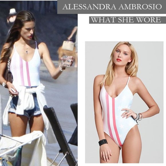 WILDFOX SWIM Rare Vintage American Flag Classic One-Piece from Resort 2013, S - Picture 1 of 12